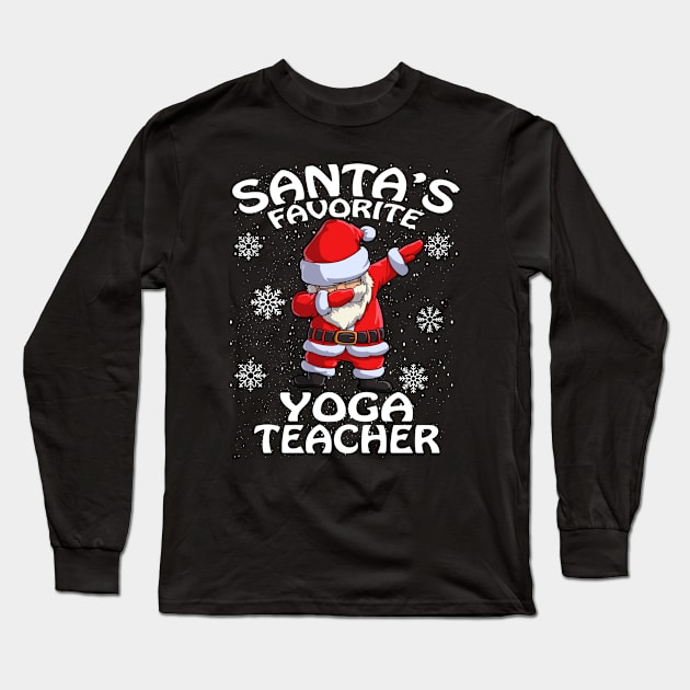 Santas Favorite Yoga Teacher Christmas Long Sleeve T-Shirt by intelus